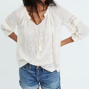 ULLA JOHNSON Ivory Boho Blouse with Fringe sleeves size 4